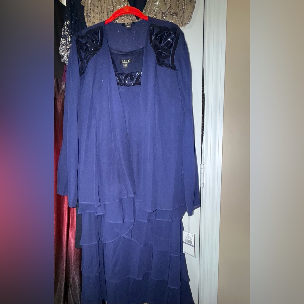SLNY Navy Midi Dress with Jacket - Picture 5 of 9